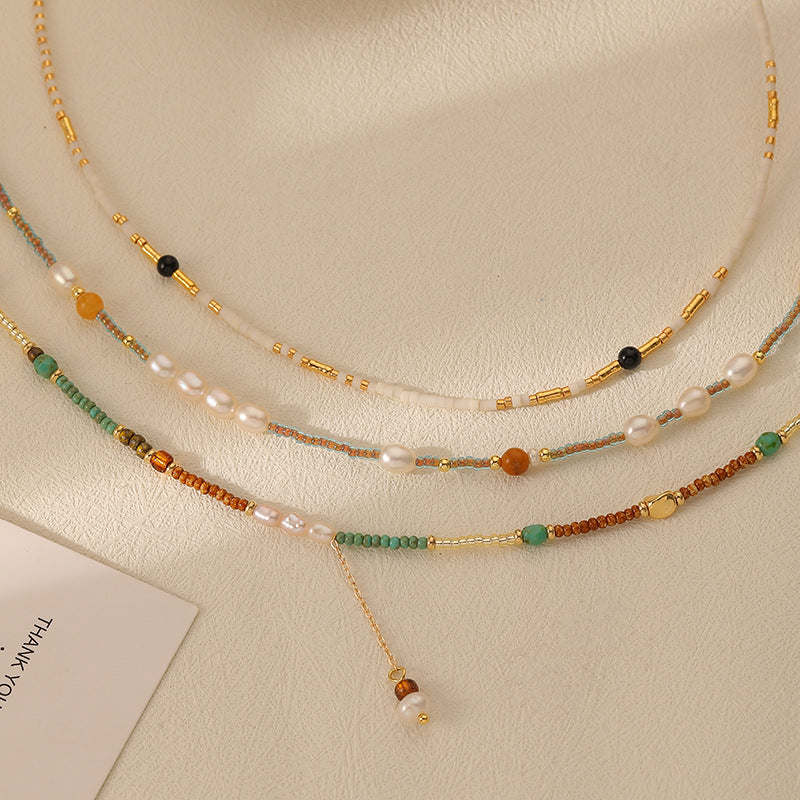 Wholesale Stacked Millet Beads Colorful Beaded Necklace
